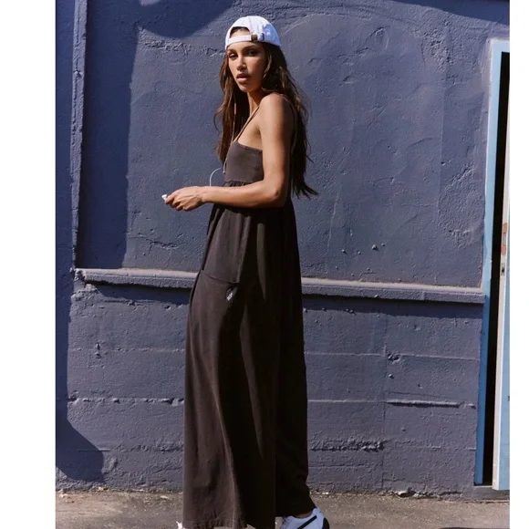 Free People Hot Shot Strappy Onesie Jumpsuit Black Small - Picture 2 of 11